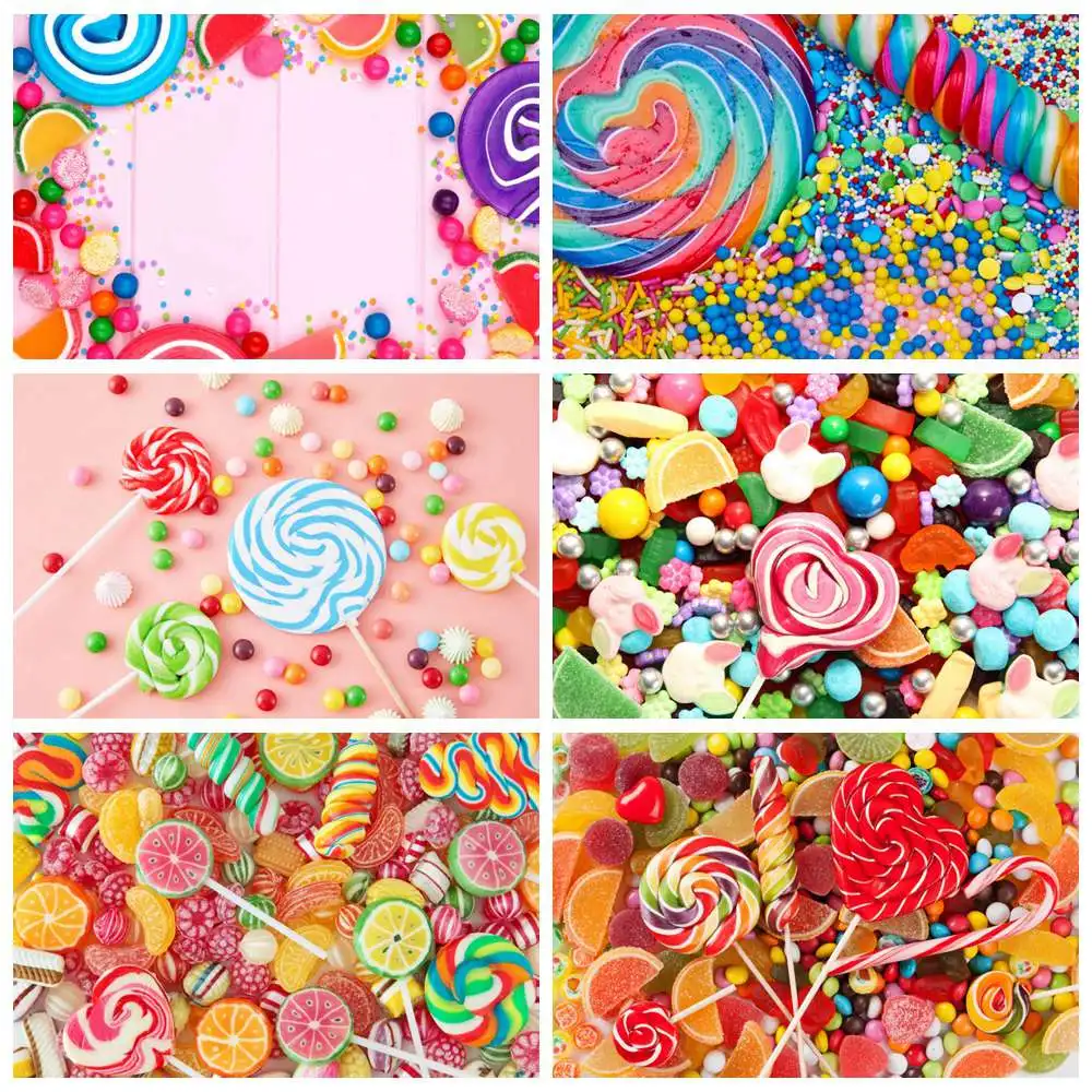 Candyland Board Wall Birthday Backdrop Photography Decoration Custom Children Candy Bar Lollipops Party Studio Photo Background