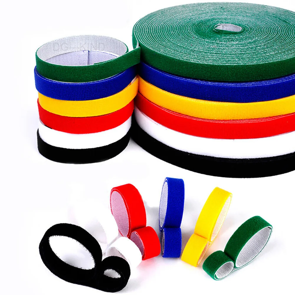 

1/2/3/5/10m 10/20mm Velcro Adhesive Tape Fastener Hook and Loop Double Sided Cable Ties Reusable Wires Management Straps