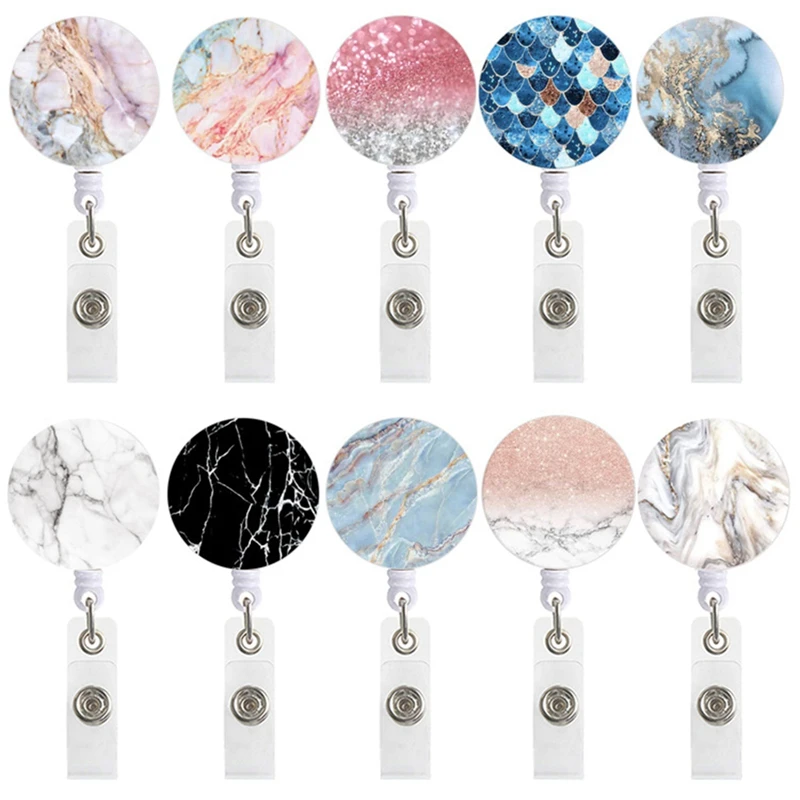 

10Pcs Retractable Badge Holder Nurse Badge Reels With Alligator Clip Decorative ID Name Badge Reel For Office Worker