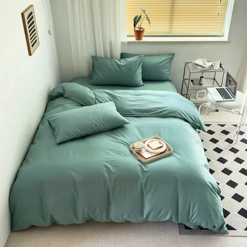 

Однотонные комплекты постельного белья, одинарная кровать, домашнее пуховое одеяло Cover Sets, приятная для кожи ткань