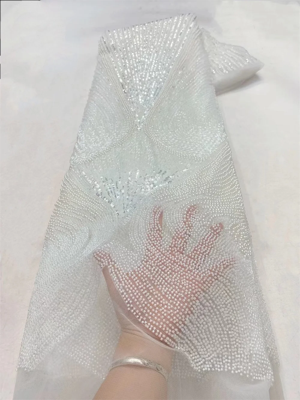 Розово-красные блестки Роскошные Бусины кружева в африканском стиле 2024 высокое