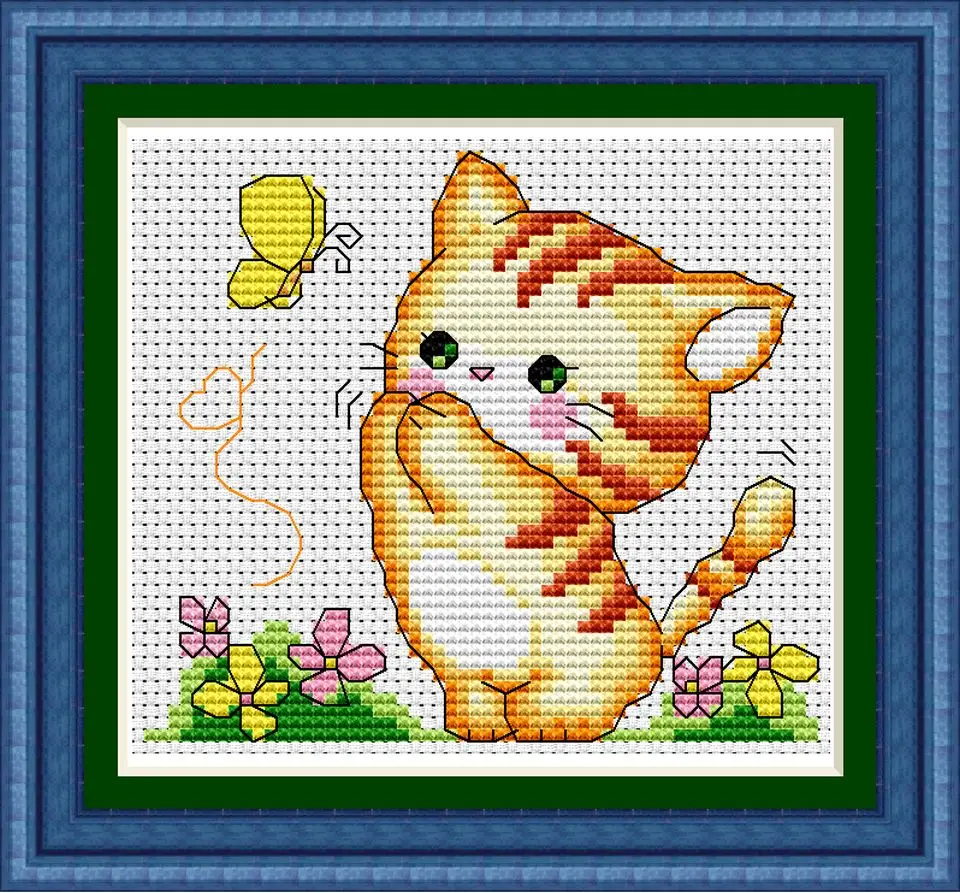 

KTF010 Cross Stitch Kit Cartoon Cat Art Homfun Maison Cross Stich Painting Joy Sunday Christmas Decorations For Home Homefun