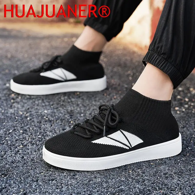 

Fashion Trend Men Casual Shoes Mesh Breathable Light Unisex Sneakers Soft Comfort Wear-resisting Footwear Black All-match Flats
