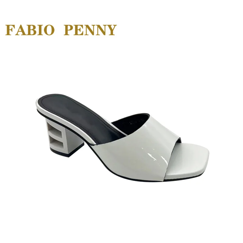 

Europe and the United States popular holiday casual high heels solid color smooth upper women's high heels slippers