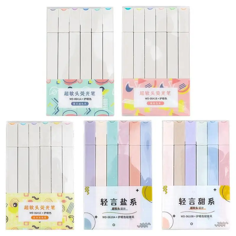 

Пастельные маркеры крупными партиями, 6 цветов, пастельные зеркальные ручки, быстросохнущие флуоресцентные маркеры, набор эстетичных марке...