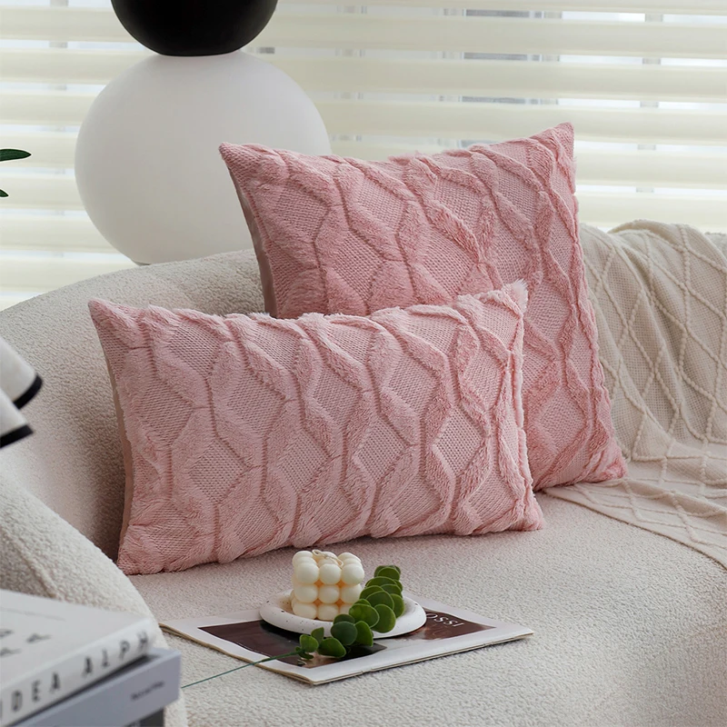 Розовая плюшевая наволочка CANIRICA домашняя декоративная для гостиной дивана в