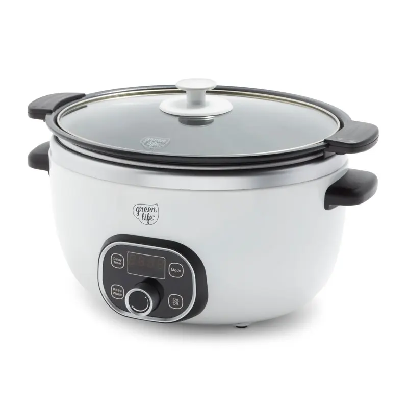 

Healthy Ceramic Nonstick, 6QT Slow Cooker, White