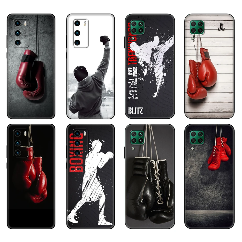 

Black tpu Case For Huawei P30 Lite P30 Pro P40 Case For Huawei P40 LITE E P Smart 2020 Case Cover Shell Strong Boxing Gloves