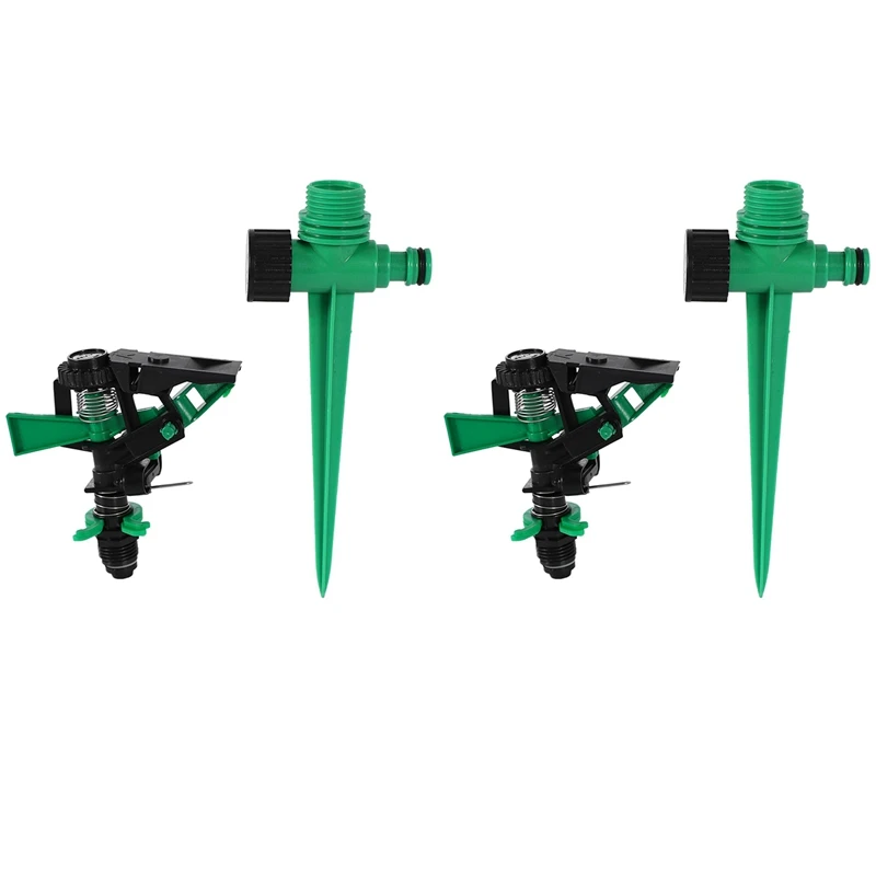 

2X 360 Rotating Water Sprinkle Garden Lawn Impulse Nozzle Watering Tool Pin Pulse Type Abs+Pp Hight Pressure Long Range