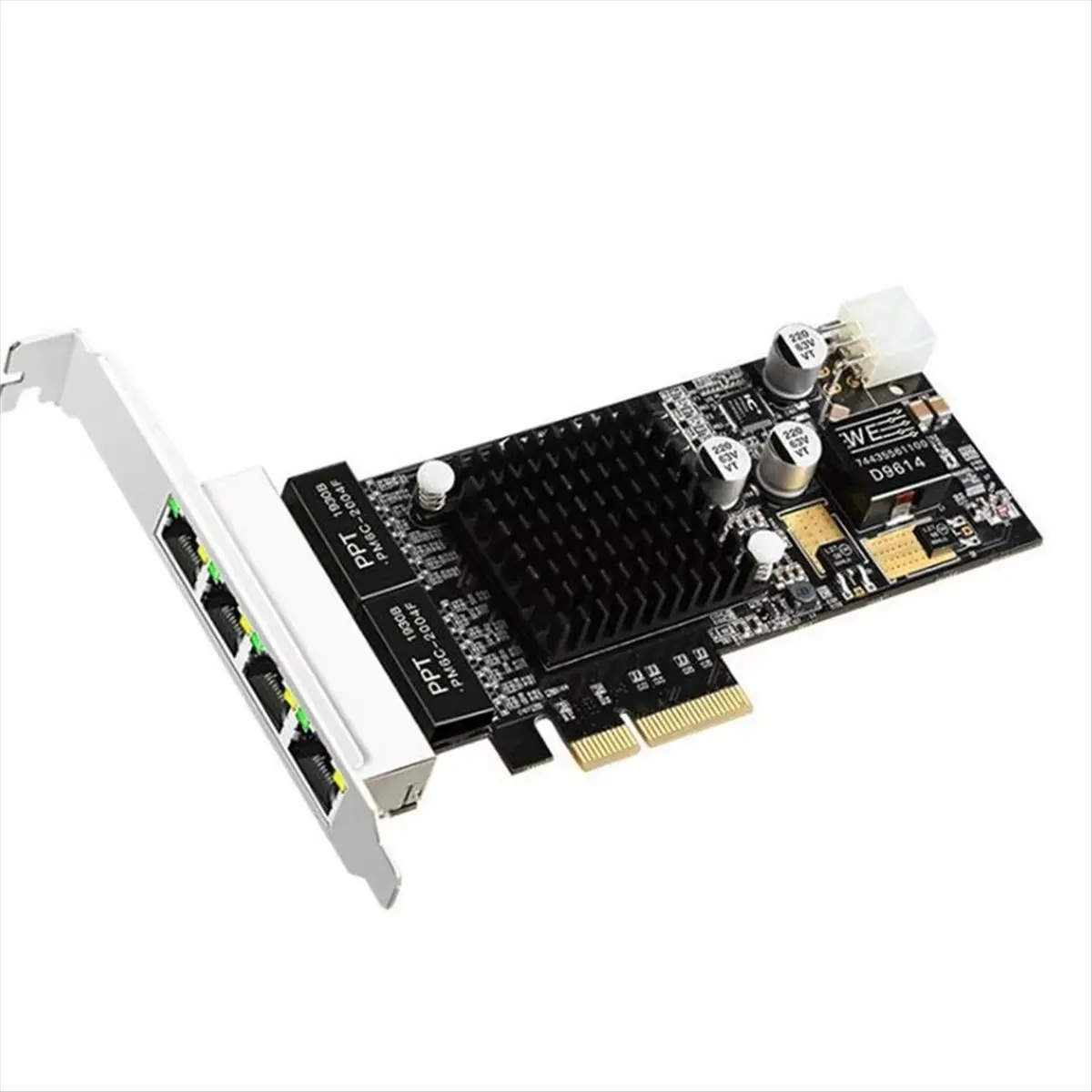 Фото [ABPO] 4-портовая сетевая карта PCIE POE 10/100/1000M Гигабитный промышленный Ethernet-конвертер PCI-E 1x адаптер Чип Intel350 №3