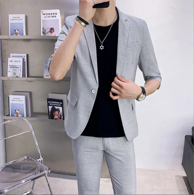 

Новинка Весна 2023, мужской деловой однотонный повседневный жакет в западном стиле, Молодежный деловой костюм