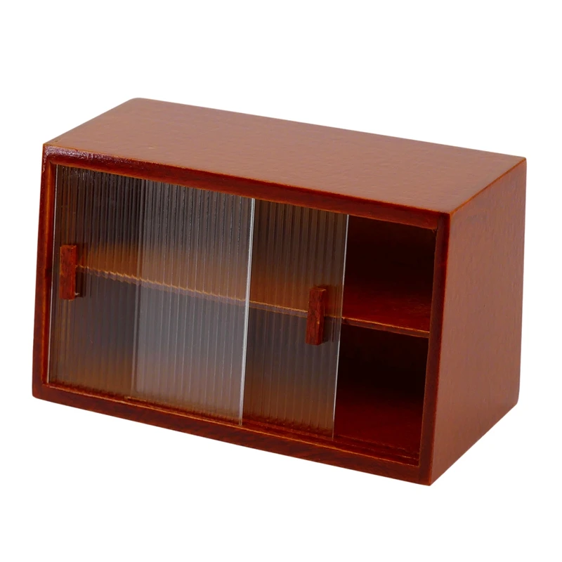 

1/6 1/12 Dollhouse Wooden Mini Kitchen Cupboard Cabinet DollHouse Miniature Furniture for Cake Display