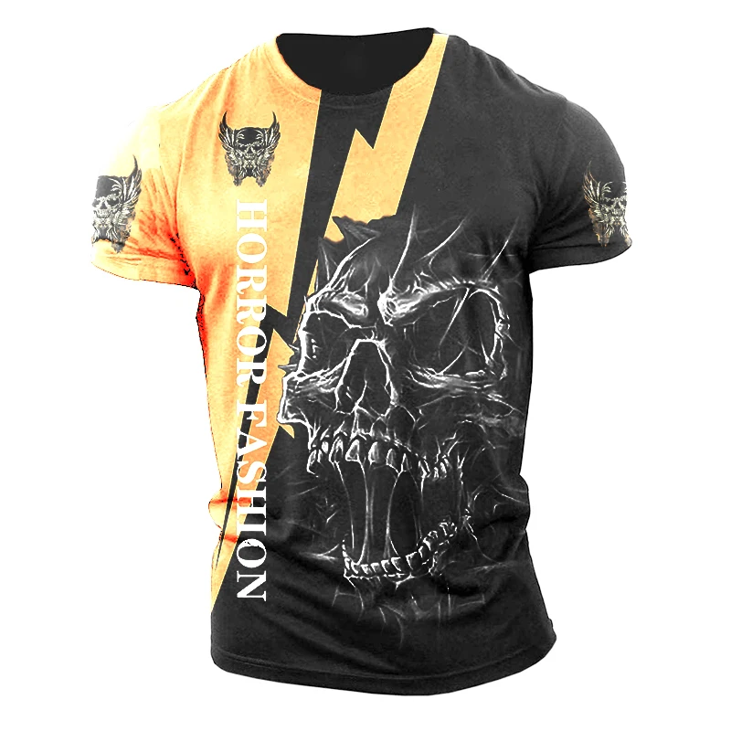 

Summer Menswear Horror Skull 3d Printed T-Shirt Fashion Street Casual Trend O Collar Short Sleeve Plus Size Comfortable Top