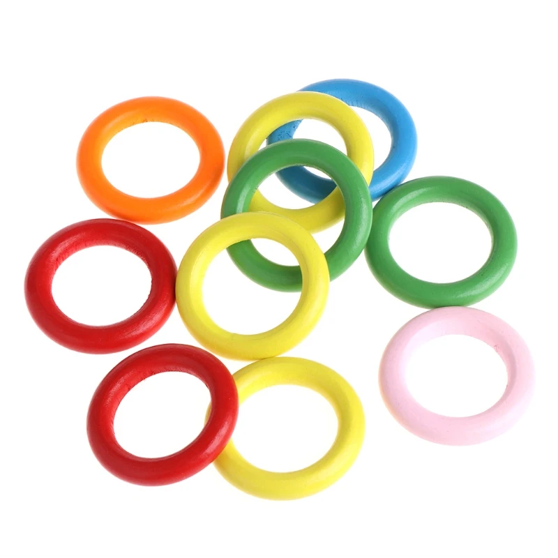 

10 Pcs/Bag Wood Rings Parrot Toys Accessories Colorful Random Color DIY Ornament