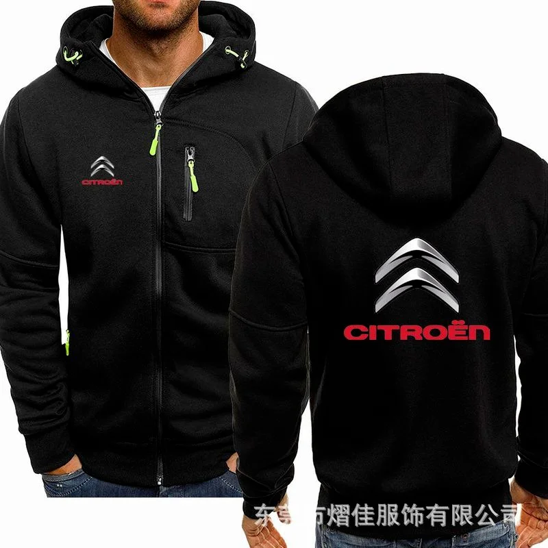 

Spring Men's Hoodies CITROEN logo Casual HipHop Long Sleeve Hooded Sweatshirts Fashion Fleece riding Zipper Jacket Men Tops