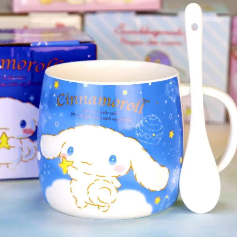 

Sanrio кружка большой емкости Cinnamoroll Kawaii Чашка для воды керамическая чашка для живота Милая мультяшная кружка для завтрака подарок на день рож...