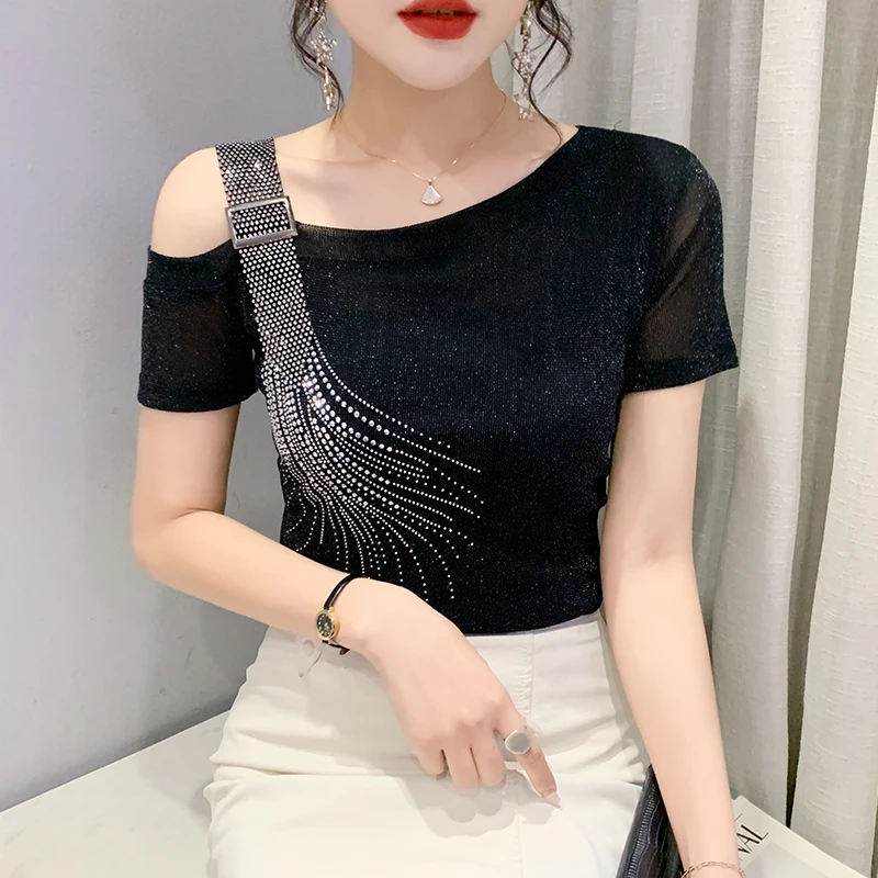 Новое поступление весны 2022 женская футболка модные сексуальные сетчатые топы с