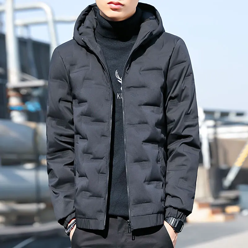 

YASUGUOJI Men's Warm Hooded Cotton Padded Jacket Autumn Winter Solid Zipper Windproof Casual Slim Fit Coat Light Down Jackets
