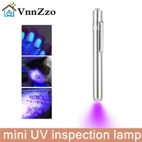 stainless steel mini lamp led 365395 uv flashlight torch ultra violet light aaa battery for marker checker detection