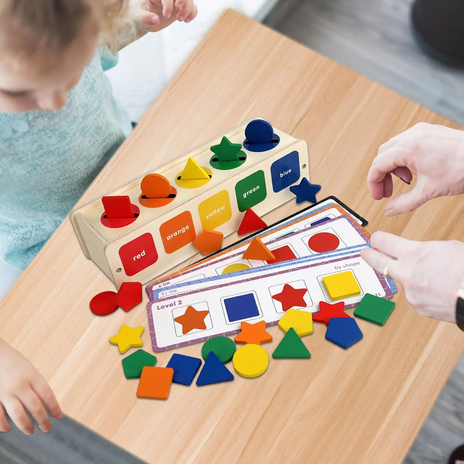 

Деревянная игрушка-сортировка Монтессори в форме и цвете, Игрушки для раннего развития, блочные головоломки, игрушка для дошкольного обучения, подарки на день рождения