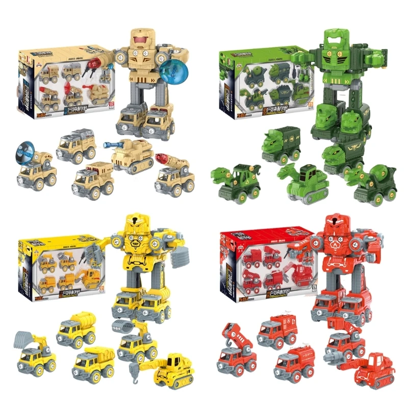 

5 in 1 Robot Cartoon Dinosaur Toy for Boys Construction Transforming Toy DIY Assembly Robot Dinosaur Toy Dropship