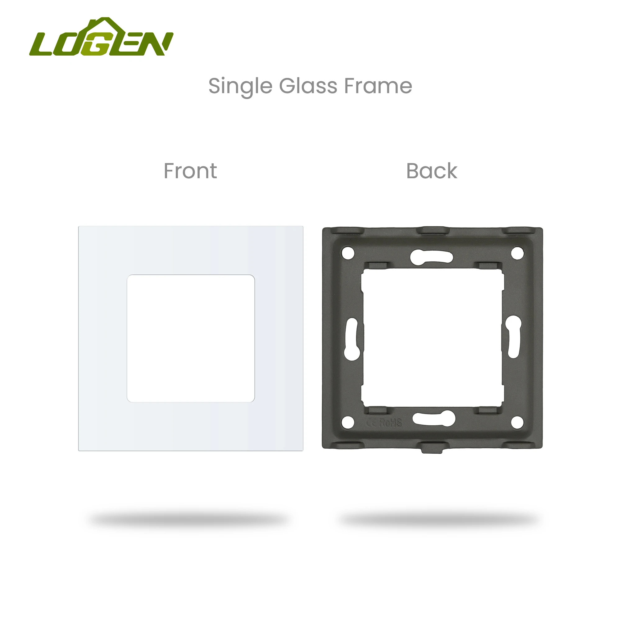 Стеклянная панель с квадратным отверстием LOGEN для настенного сенсорного