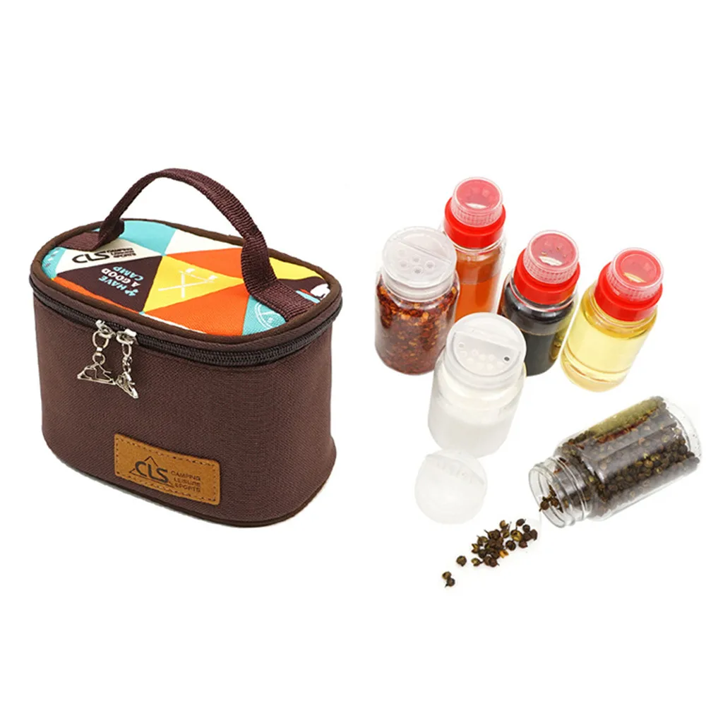 

6-piece Outdoor Camping Barbecue Condiment Jar Mini Condiment Bottle Salt Pepper Containers Kitchen Storage Condiment Box