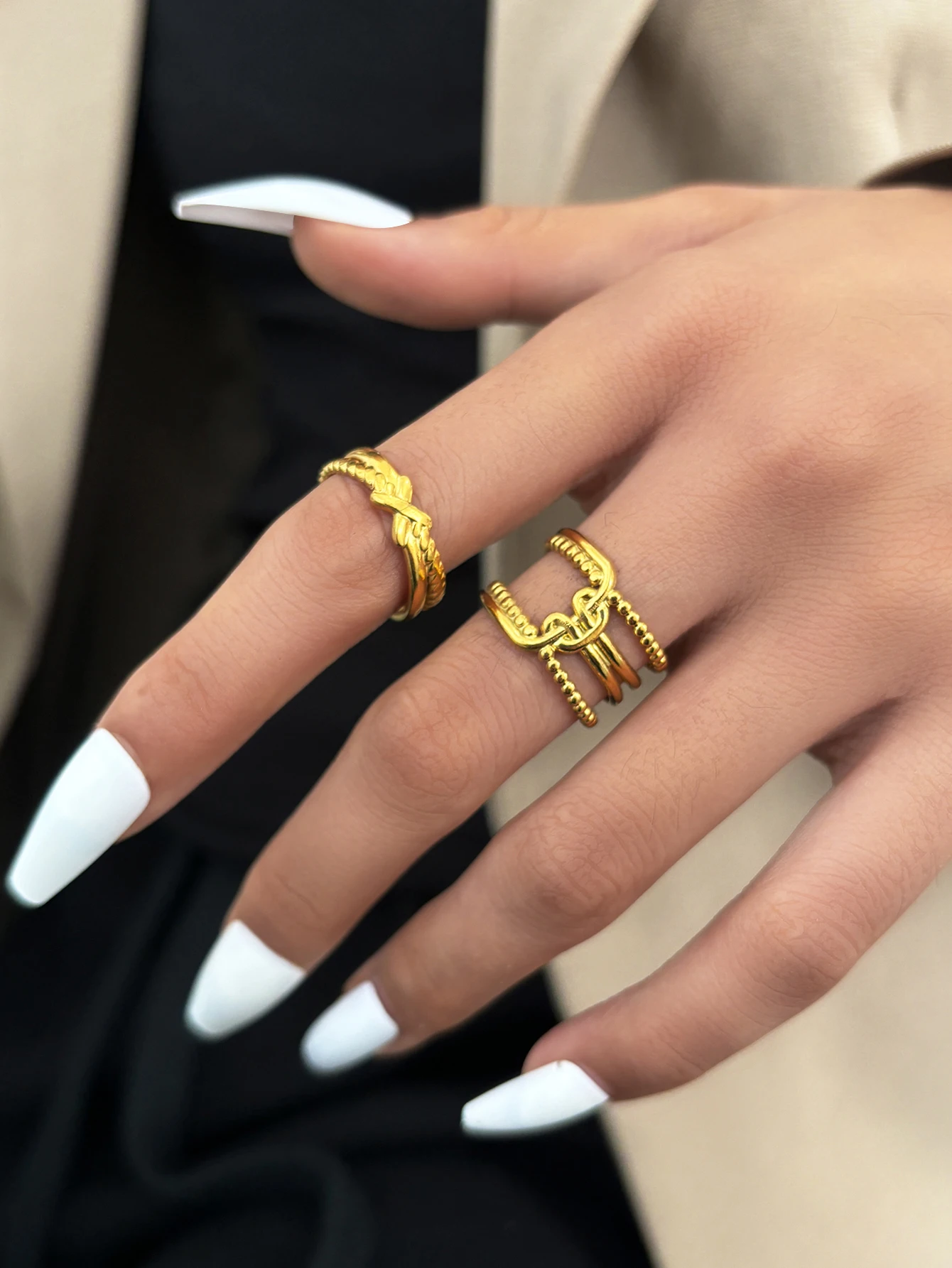 Cacana нержавеющая сталь 316l персонализированный минималистичный набор колец с