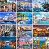 sdoyuno diy handworks painting by number venice city oil for adult kit gift acrylic painted living room artwork for home decor