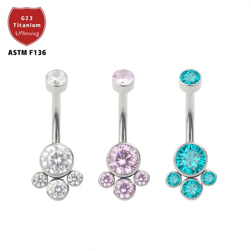 

F136 Titanium Gem Stone Sterling Silver Belly Piercing 14G Navel Rings Jewelry For Women
