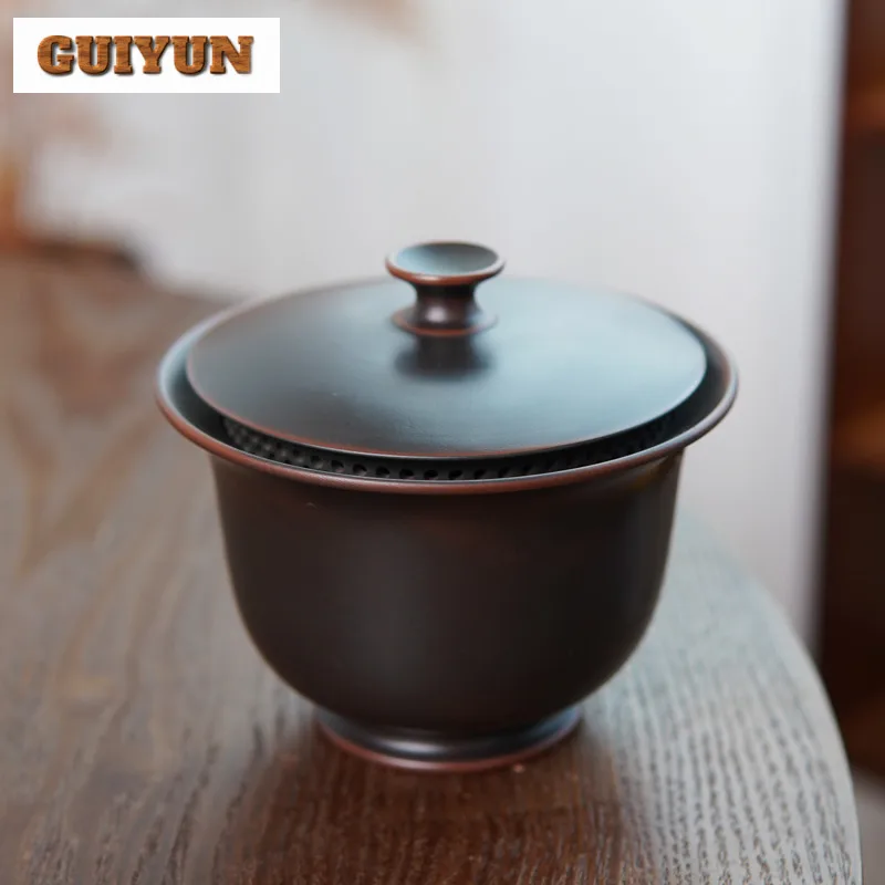 Фото 170 мл керамика Qinzhou Nixing ручной работы Gaiwan, античная полная отверстие с фильтром, ручная чайная варенька, крышка для приготовления чая, чаша, набор для чая, подарок №1