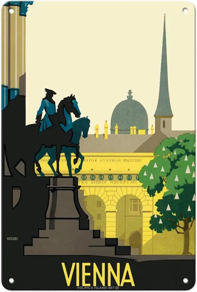 fc slnd rt Venn ustr - Joseph's Squre (Josefspltz) Vntge Trvel Poster by Hermnn Kosel c.1936-8 x 12 nch Metl Tn Sgn