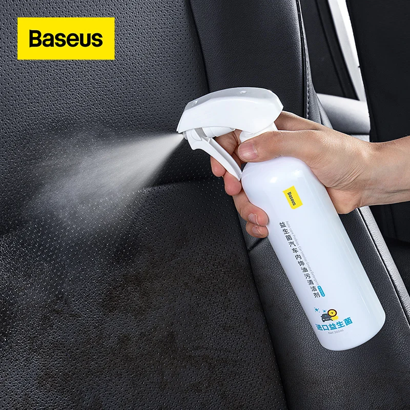 Baseus-limpiador en aerosol para Interior de coche, 300mL, detergente con 2 piezas de toalla de lavado para restaurador de cuero y plástico
