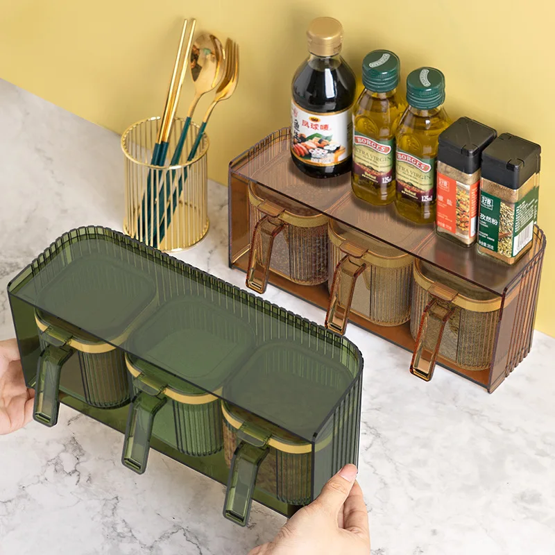 

Seasoning Box Jar Combination Set Salt Can Monosodium Glutamate Storage Box Kitchen Container Household Items Storage Container