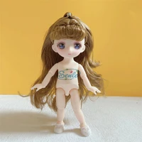 new 16cm bjd doll 13 joints are movable 6 inch comic face nude doll 3d eyes girl fashion body dress up toy gift for gift