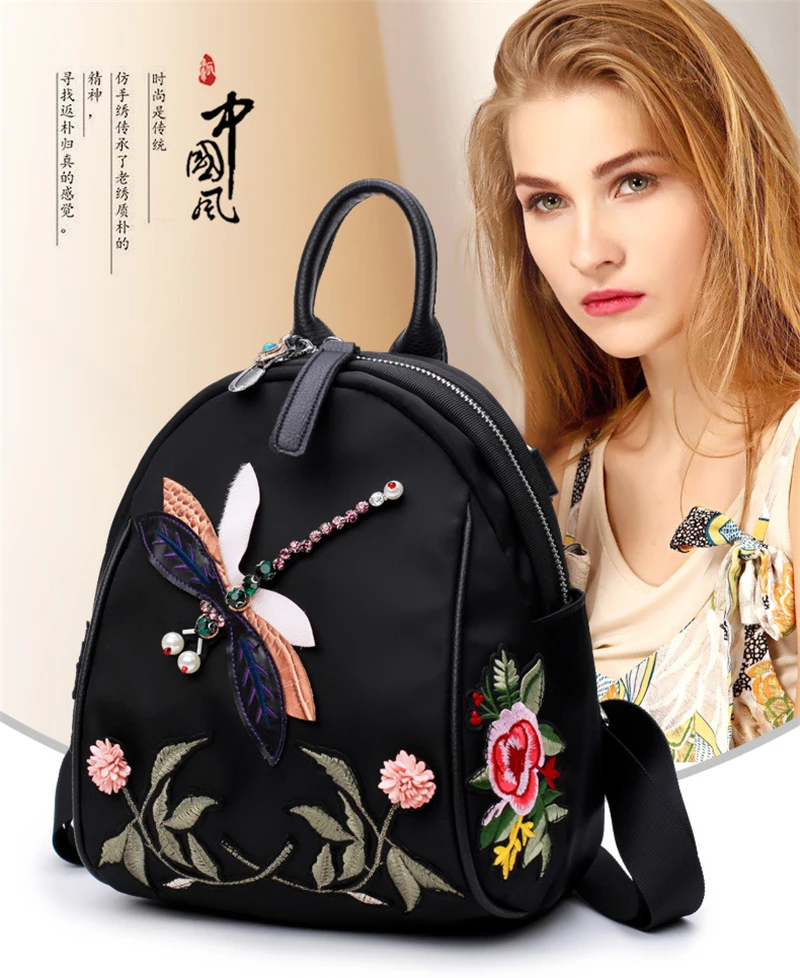 

Casual Travel Bags Back Pack National Embroidery Appliques Fashion Backpack Women Hombre Mochila Feminina Backpacks School Bag