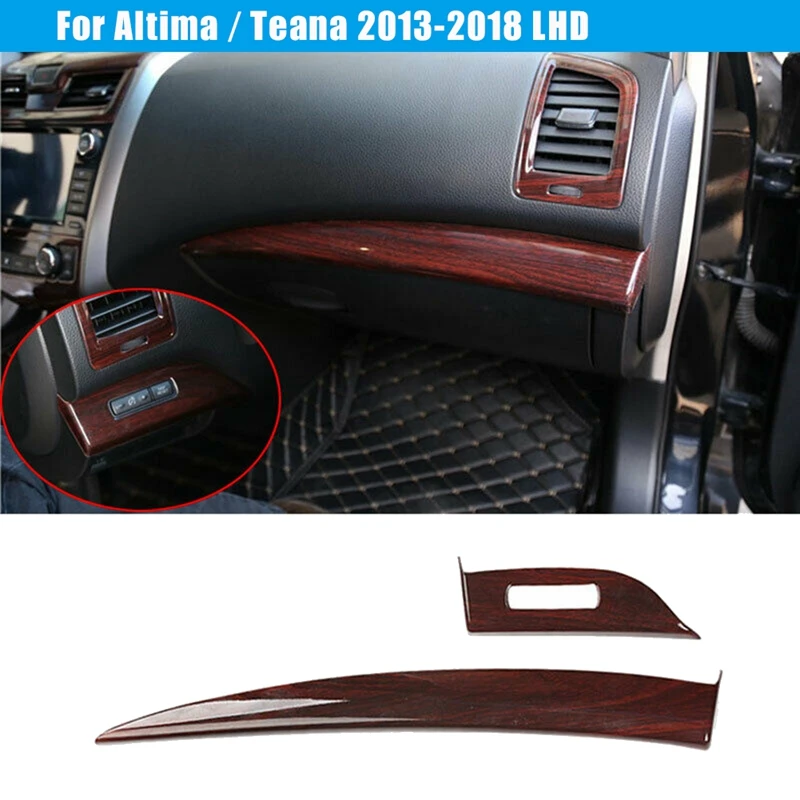 

Wood Grain Copilot Passenger Dashboard Panel Decoration Trim Strip Cover for Nissan Altima / Teana 2013-2018 LHD