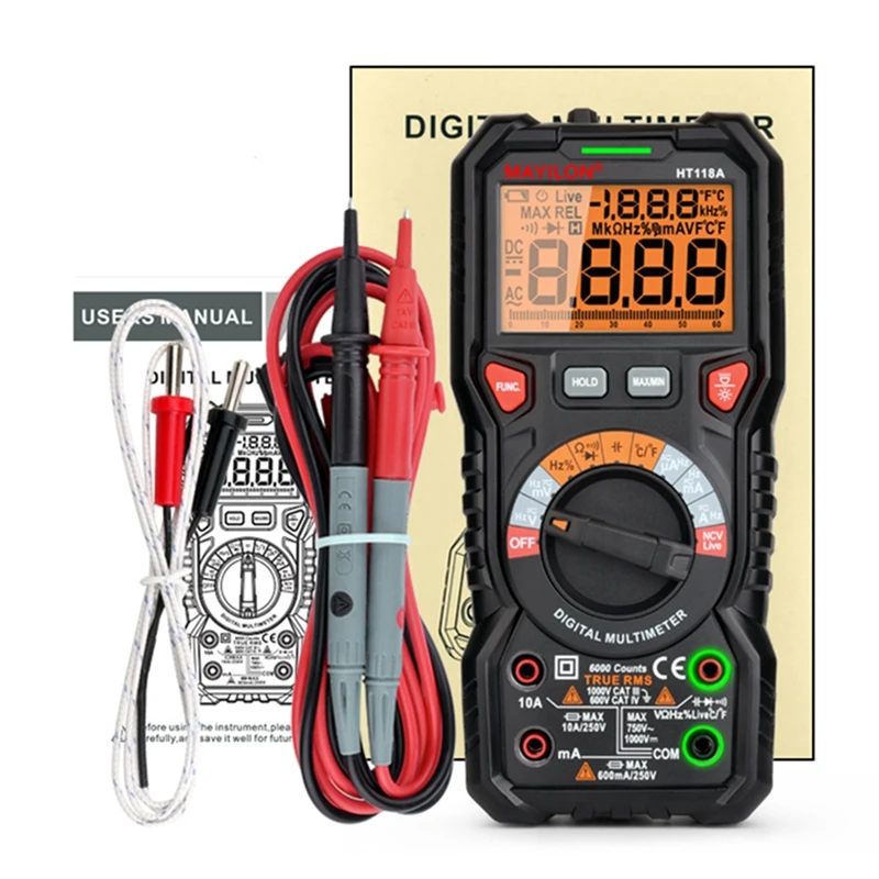 

MAYILON HT118A Digital Multimeter Auto Range NCV Hz Ture RMS AC/DC 6000 Counts High Precise Multimetro Testers