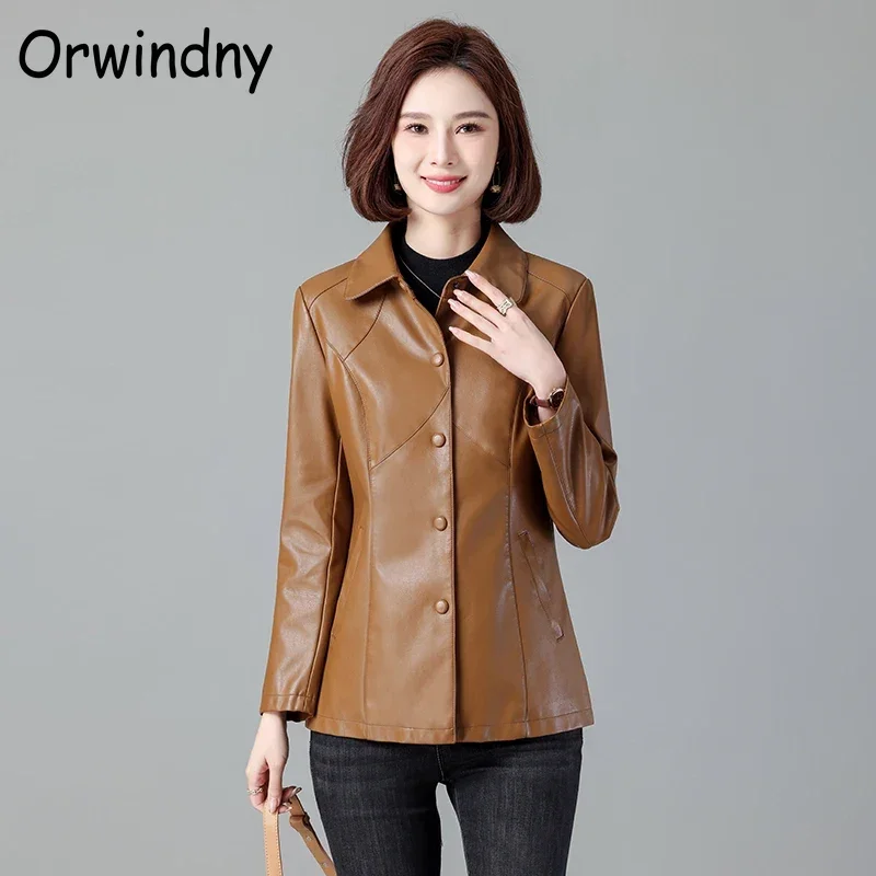 Высококачественная Весенняя кожаная куртка Женская однобортная замшевая