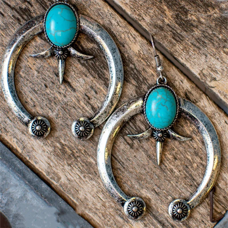 

Gothic Inlaid Natural Stones Pendants Earrings For Women Vintage Personalized Piercing Ear Drop Accessories Party Gifts Jewelry