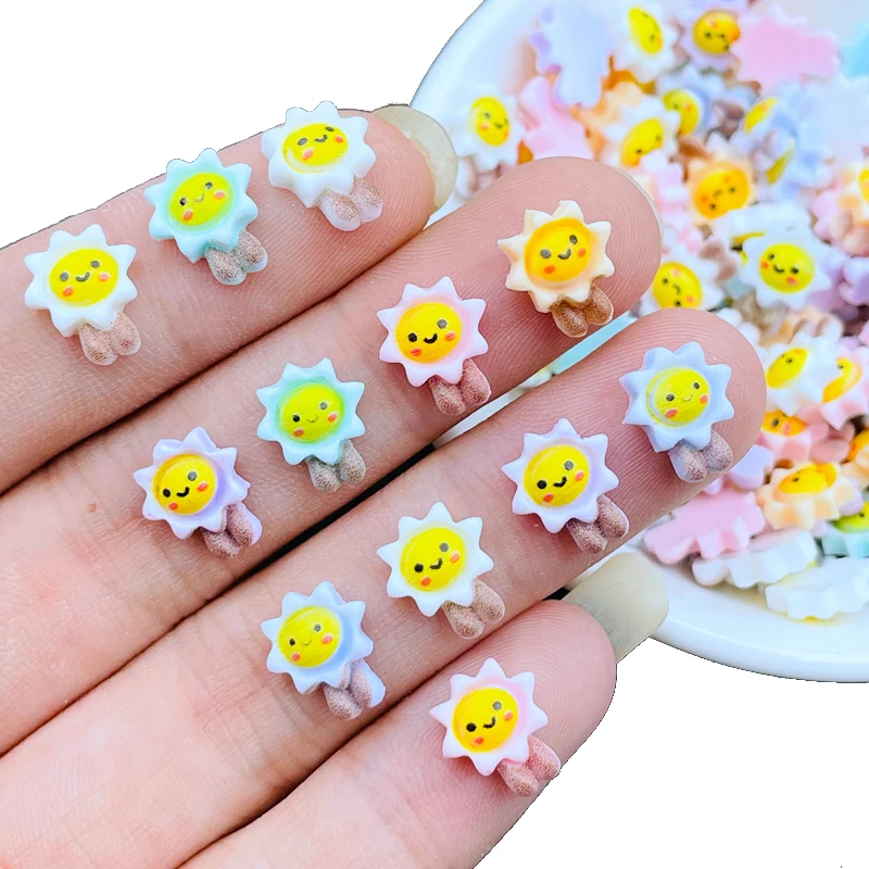 

40Pcs New Cute Mini Sun Resin Figurine Crafts Flatback Cabochon Ornament Jewelry Making Hairwear Accessories K52