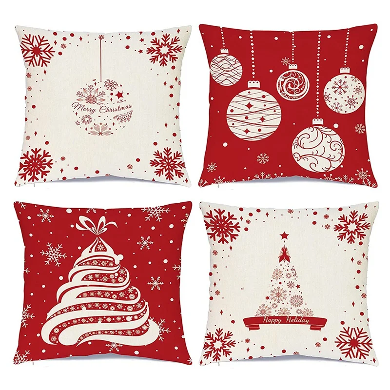 

Рождественские наволочки 18X18 набор из 4 зимних декоративных диванных подушек для рождества домашний декор для дивана