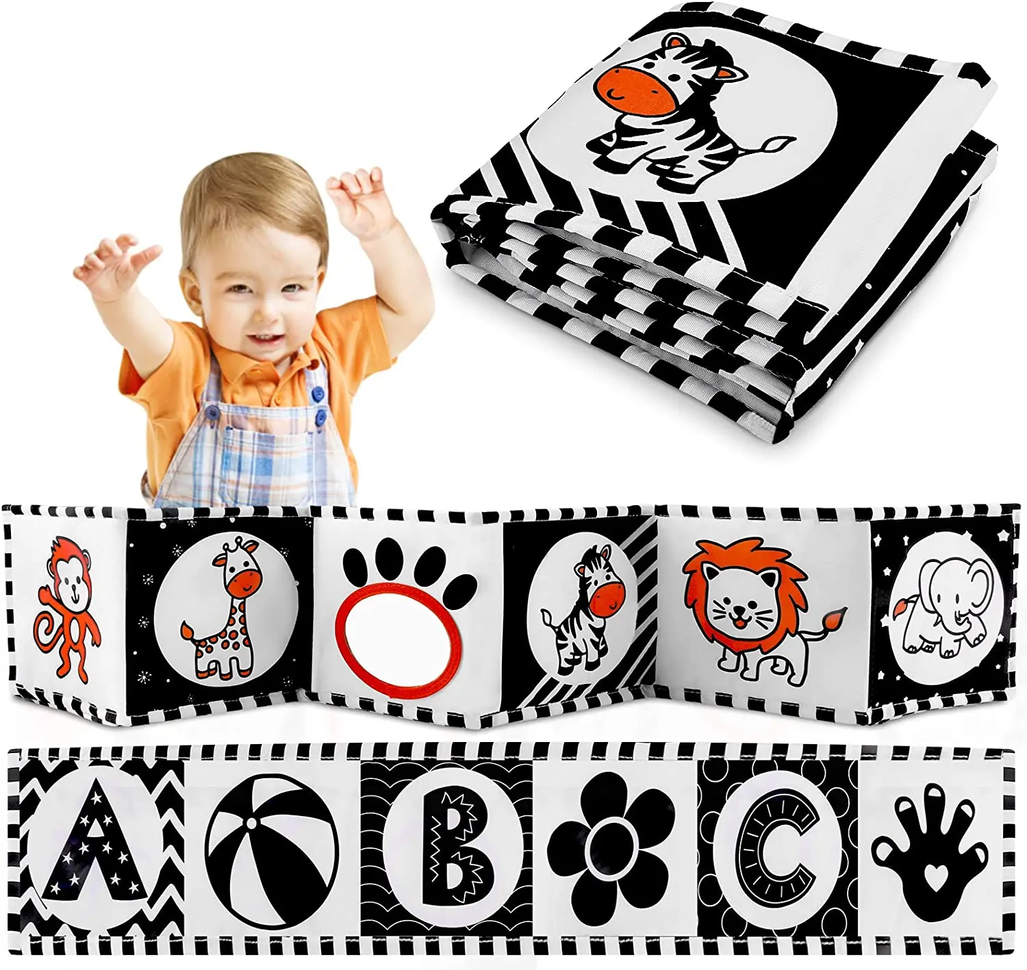 

Книжка для новорожденных с мерцанием для стимуляции живота младенцев сенсорные игрушки для живота Черно-белая книжка для младенцев книжка ...