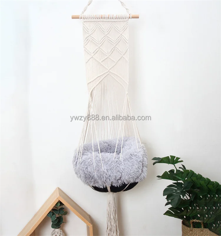 

Cat Hammock Cat Hanging Basket Swing Hand-woven Durable Wall Hanging Swing Bed Hammock Kennel Home Decoration Pet House