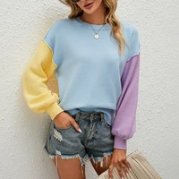 patchwork loose long sleeve casual women pullover 2022 new fashion o neck swetears ladies jumpers tops streetwear wholesale hot
