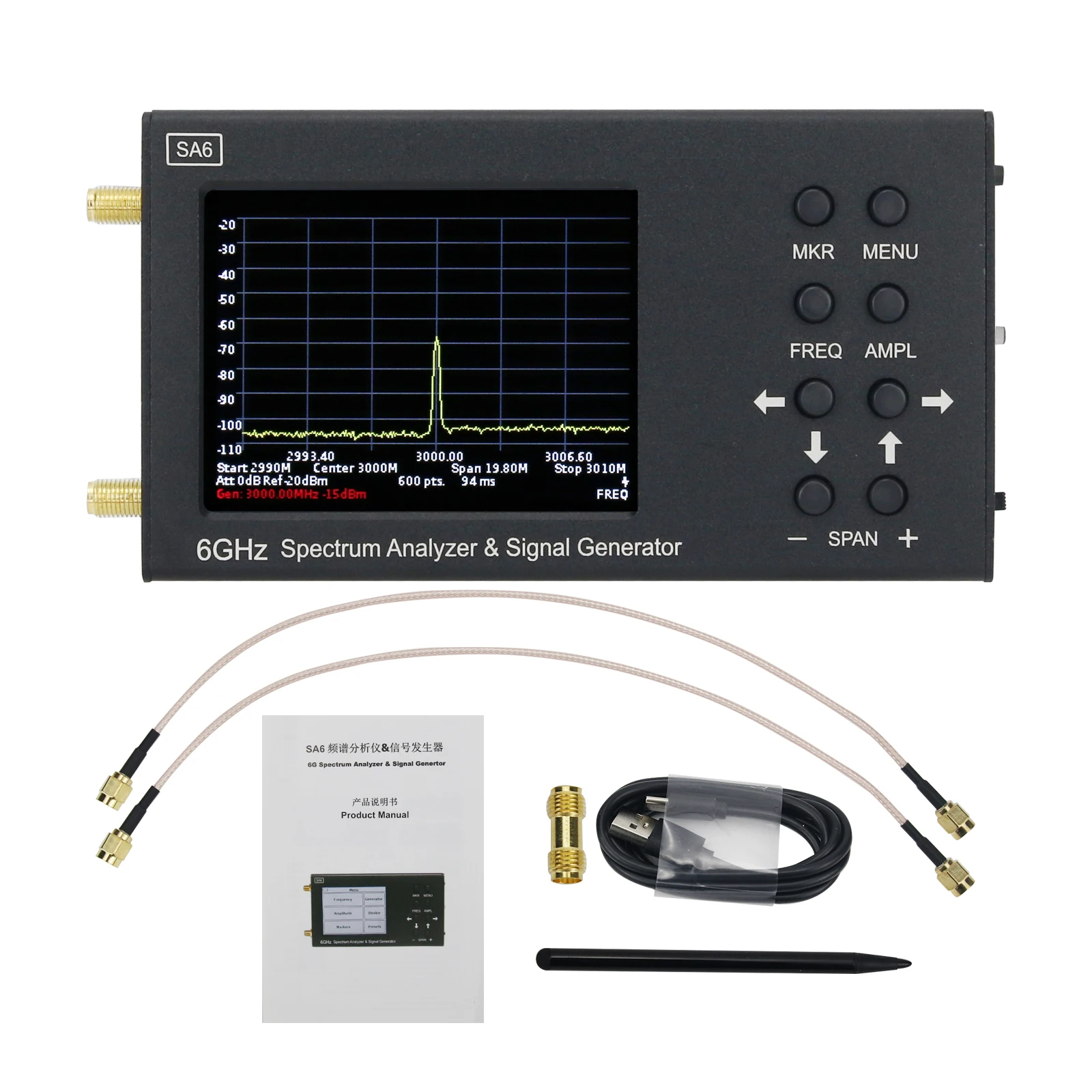 

Анализатор спектра SA6 6 ГГц, генератор сигналов, источник радиочастотного сигнала для Wi-Fi 2G 4G LTE CDMA GSM Beidou GPR