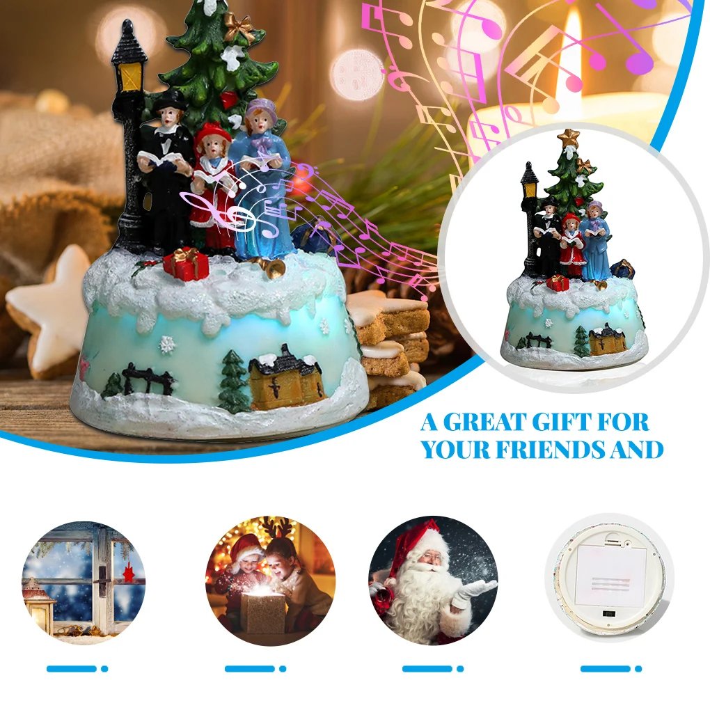 

Christmas Tree House Resin Ornament Music Luminous Colorful Art Craft Decoration Xmas Gift, A