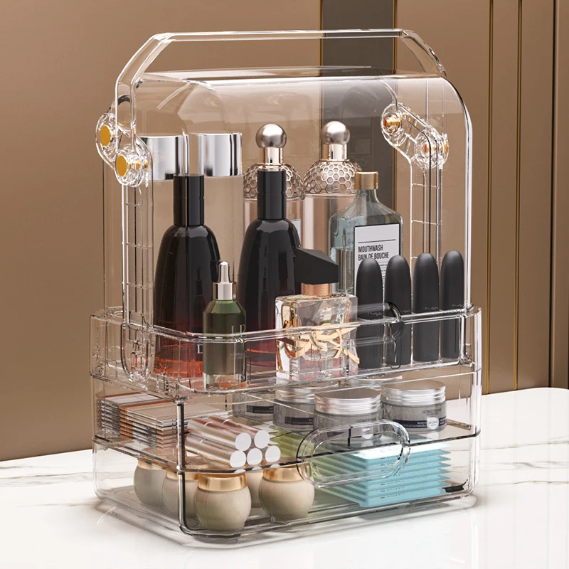 

Large Capacity Transparent Acrylic Cosmetics Storage Box Makeup Organizer for Jewelry Lipstic Brush Lipstick with Storage Drawer