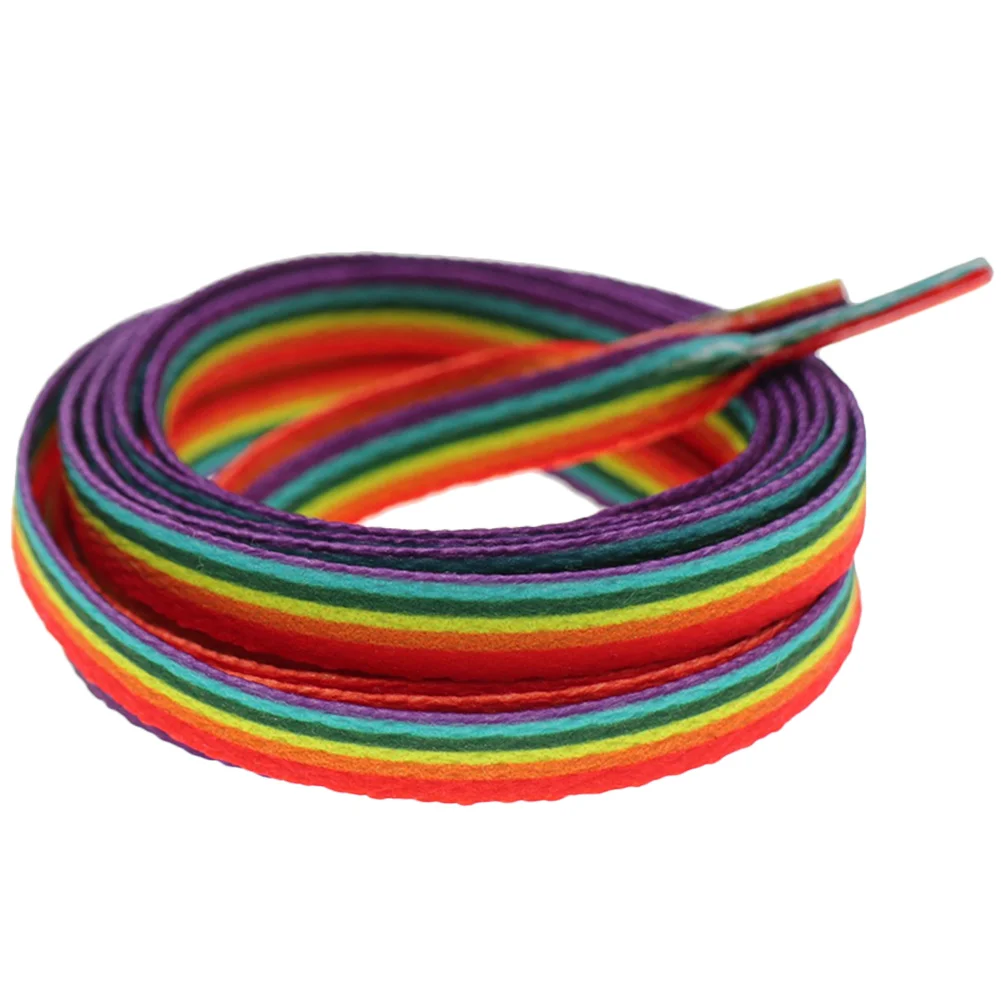

Rainbow Gradient Laces Vertical Stripes Shoestring Tie Stretchy Shoelaces Stylish Kid Sneakers Fashionable Versatile Replace