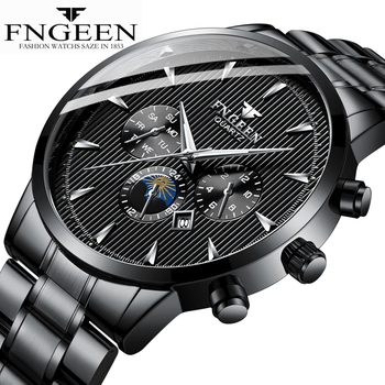 FNGEEN Fashion Mens Watches Top Brand Luxury Clock Casual Stainless Steel Men Watch Sport Waterproof Quartz Wristwatches Saat-37254